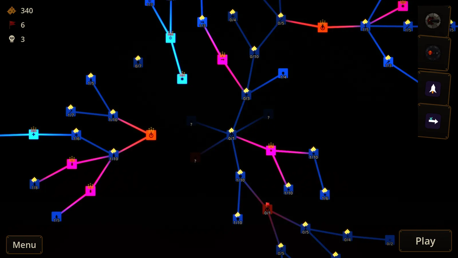 The Orc Flood upgrade tree: 152 nodes across weapon, economy and ability branches
